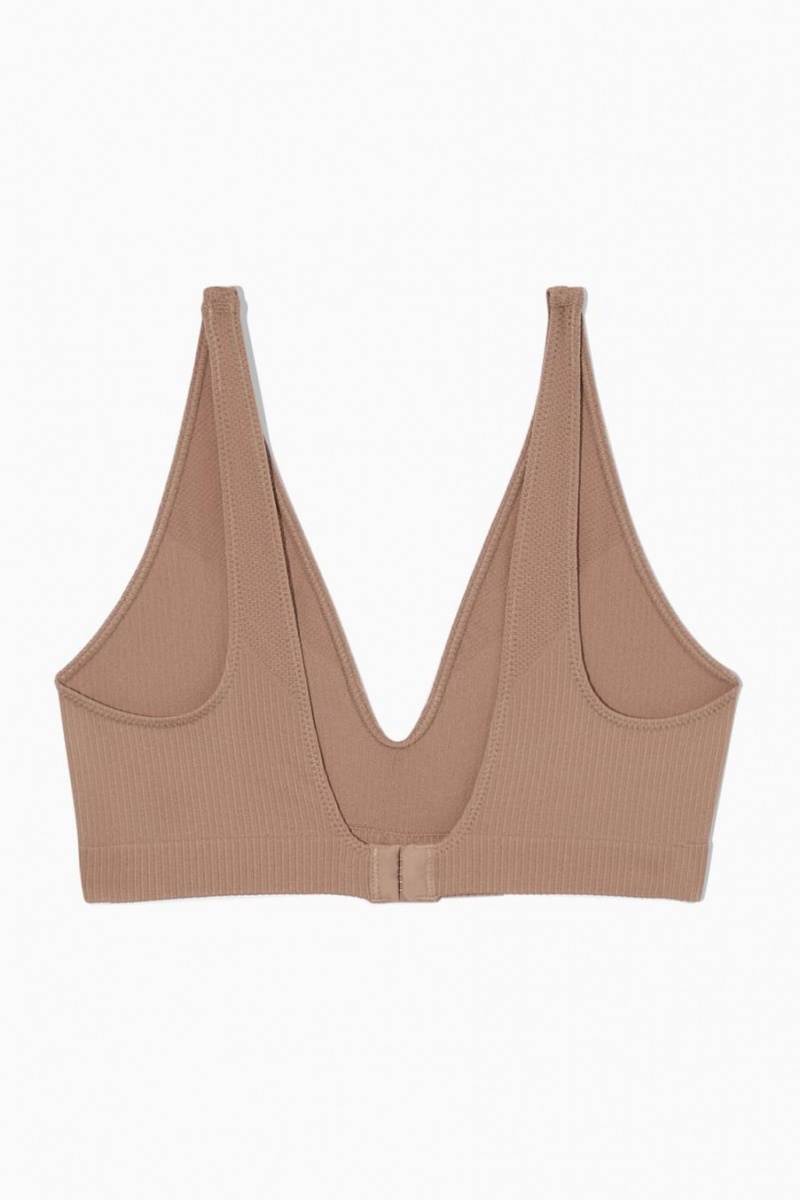 COS Seamless Bordázott Melltartó Női Sötétbézs | SQK-590218