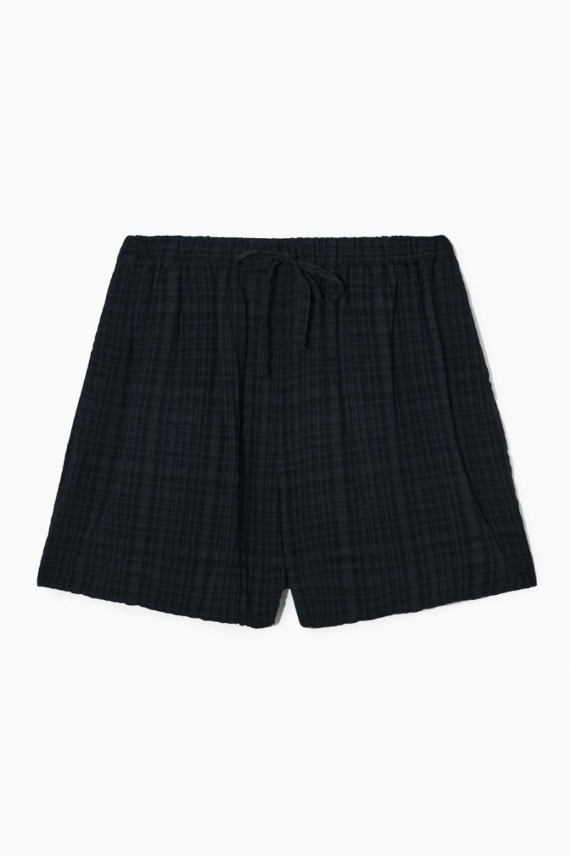 COS Seersucker Drawstring Rövidnadrág Női Fekete | HDQ-398056