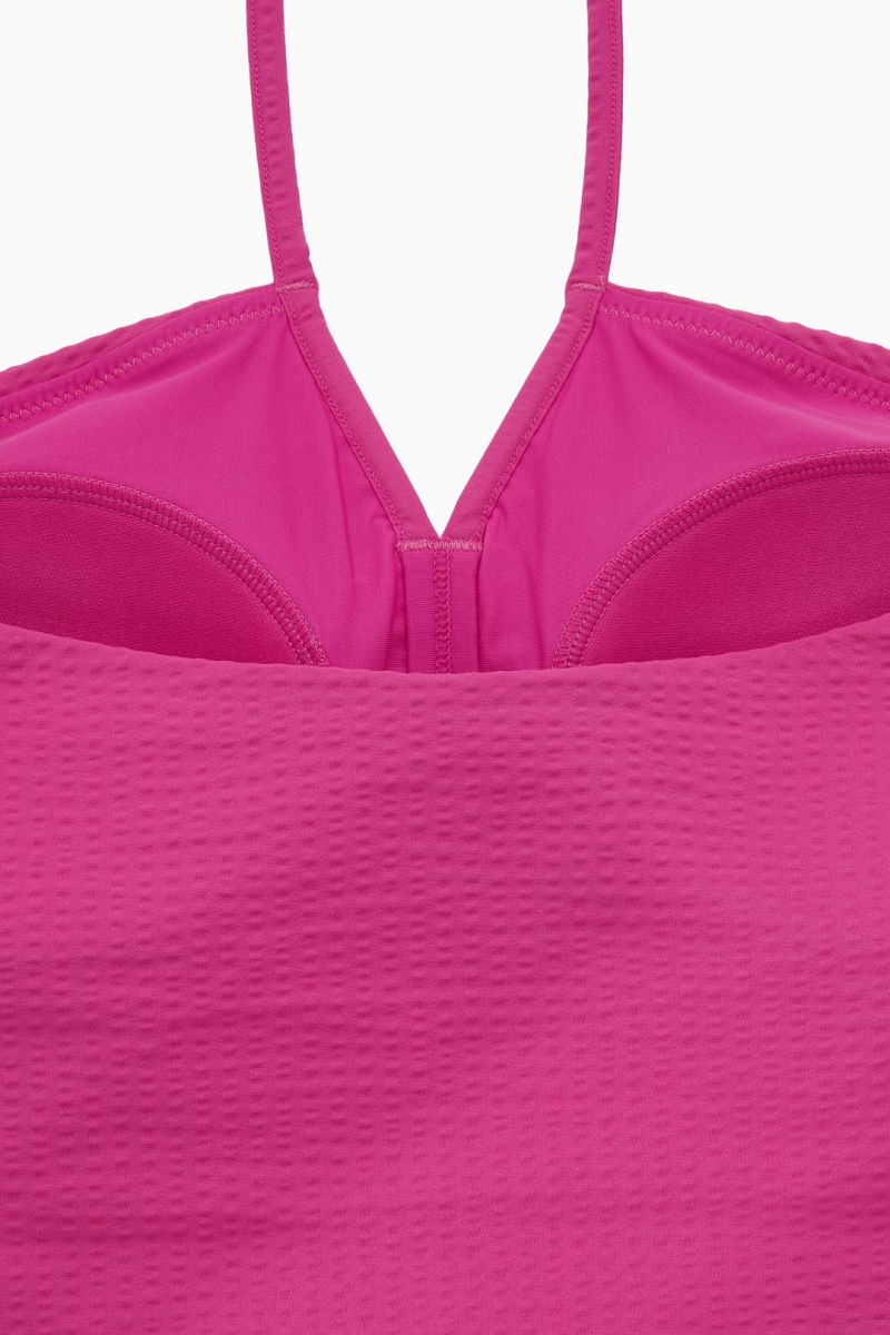 COS Seersucker Halterneck Swimsuit Úszóruhák Női Világos Rózsaszín | TFM-907425