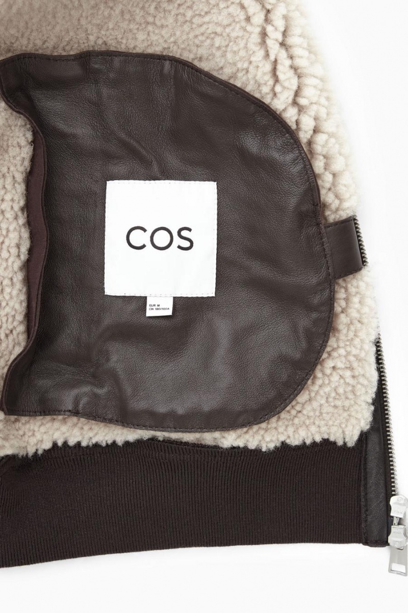 COS Shearling Bomber Kabát Férfi Sötétbarna | MTZ-395748