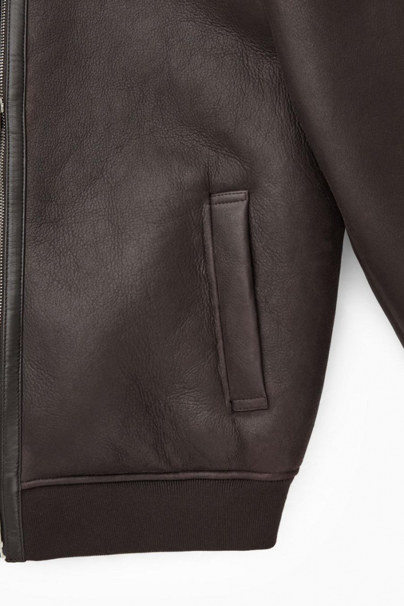 COS Shearling Bomber Kabát Férfi Sötétbarna | MTZ-395748