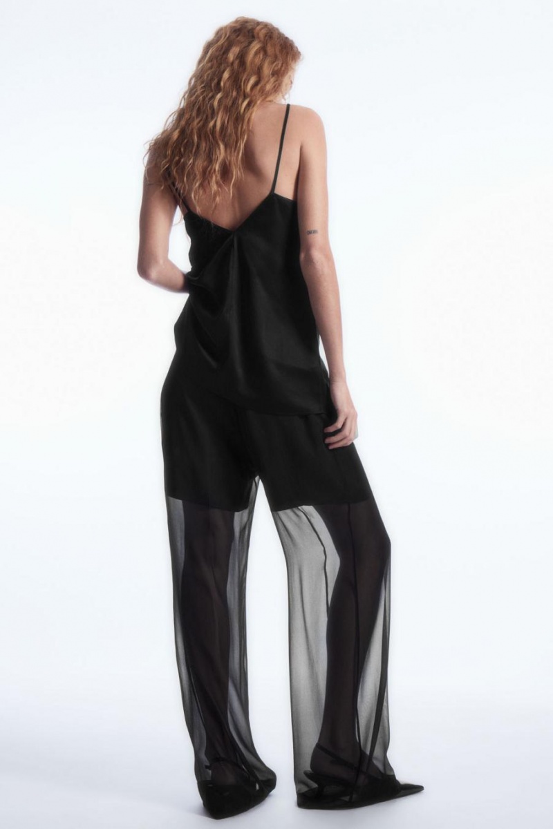 COS Sheer Silk Nadrág Női Fekete | CUZ-128539