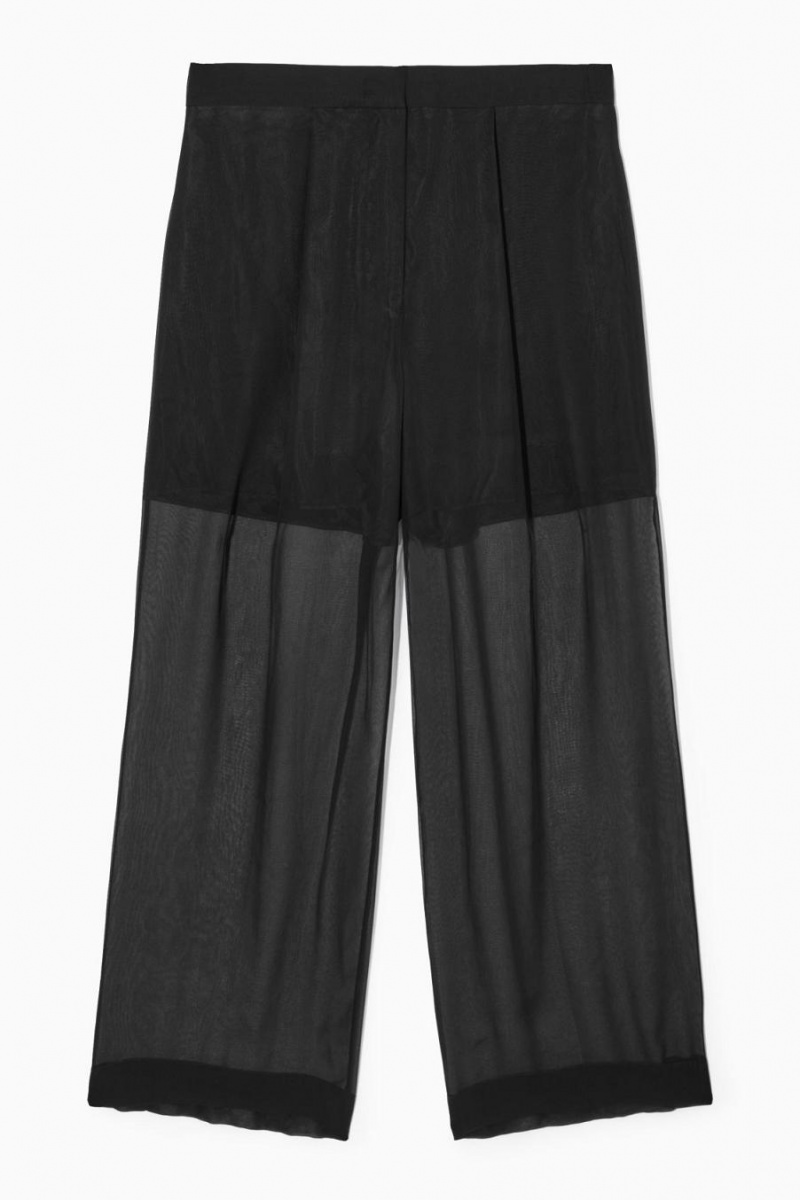 COS Sheer Silk Nadrág Női Fekete | CUZ-128539