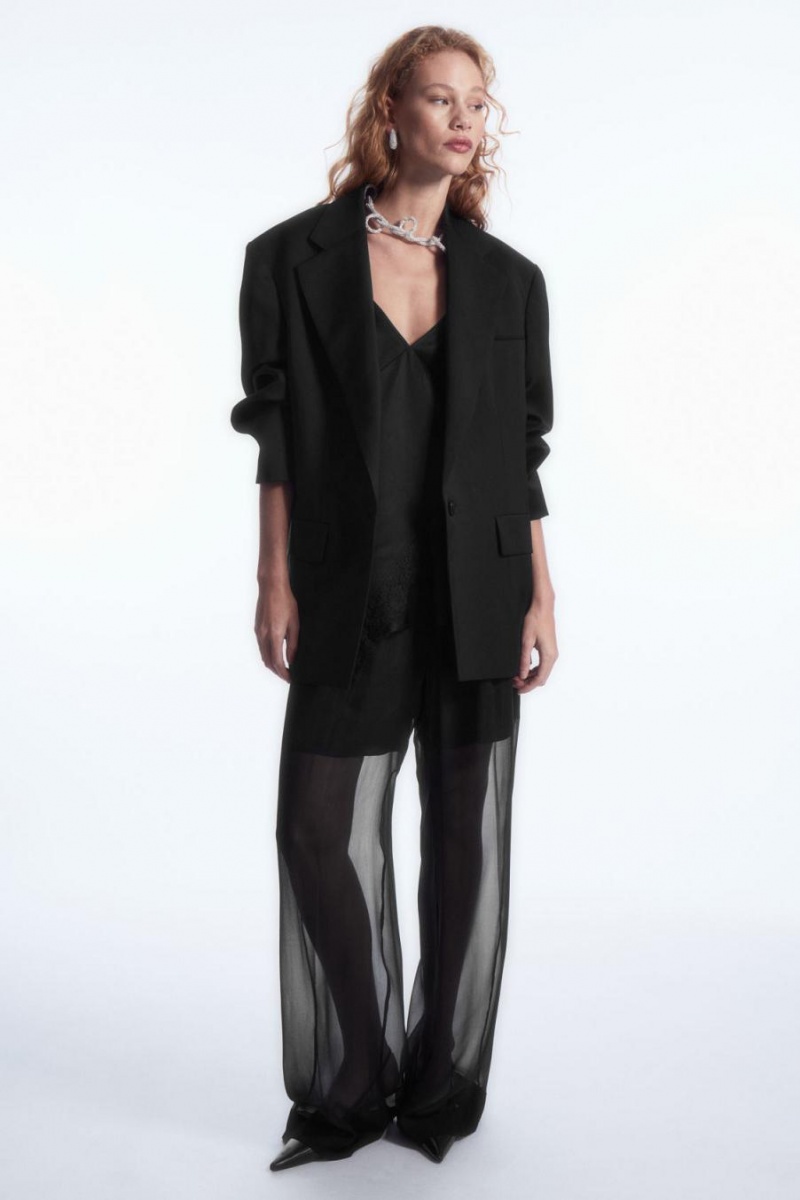 COS Sheer Silk Nadrág Női Fekete | CUZ-128539