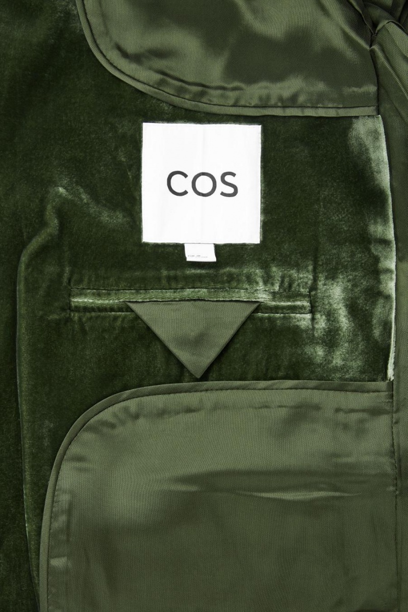 COS Silk-blend Velvet Blézer Női Sötétzöld | GEX-571264