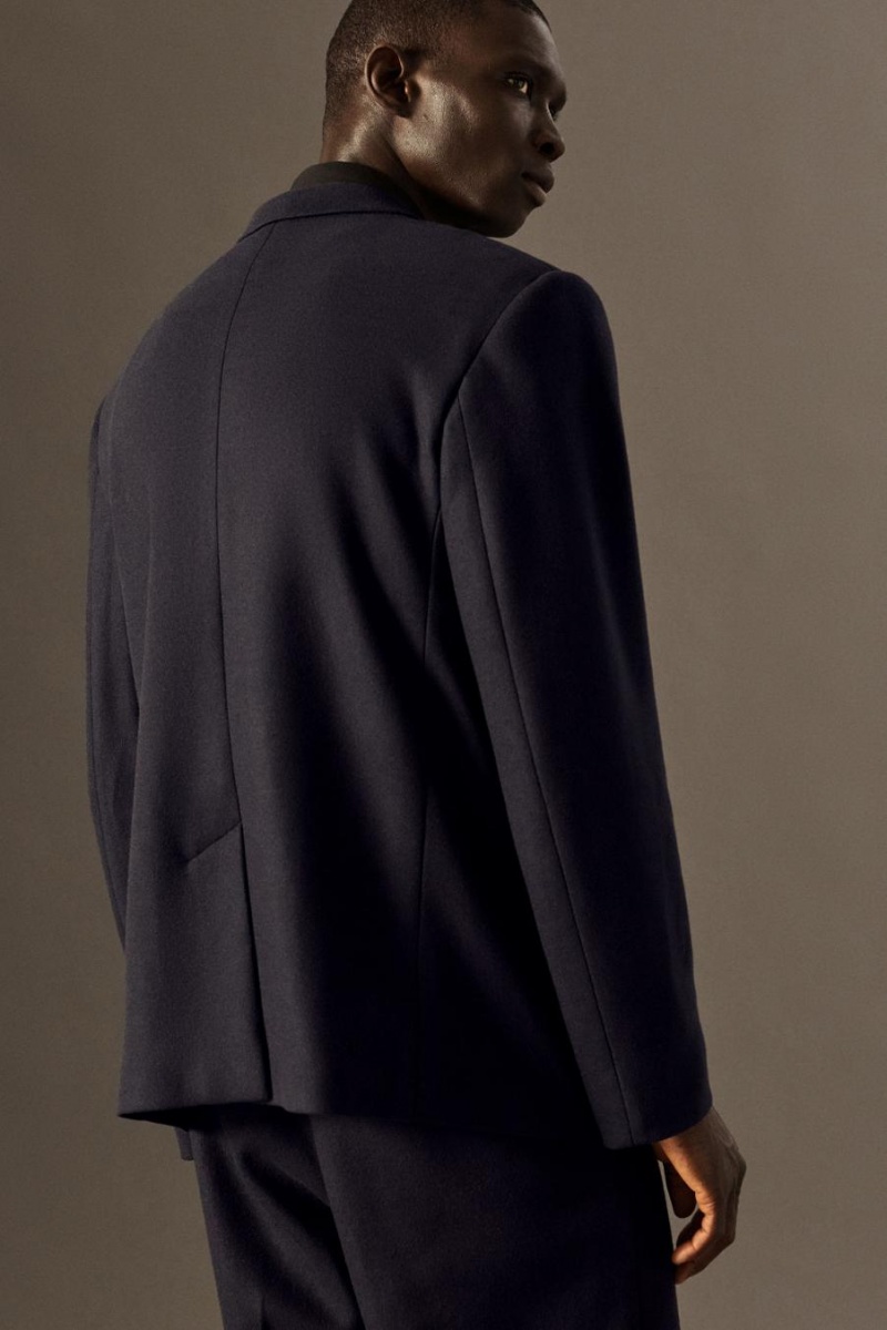 COS Single-breasted Gyapjú-jersey - Relaxed Blézer Férfi Sötétkék | SRY-897651