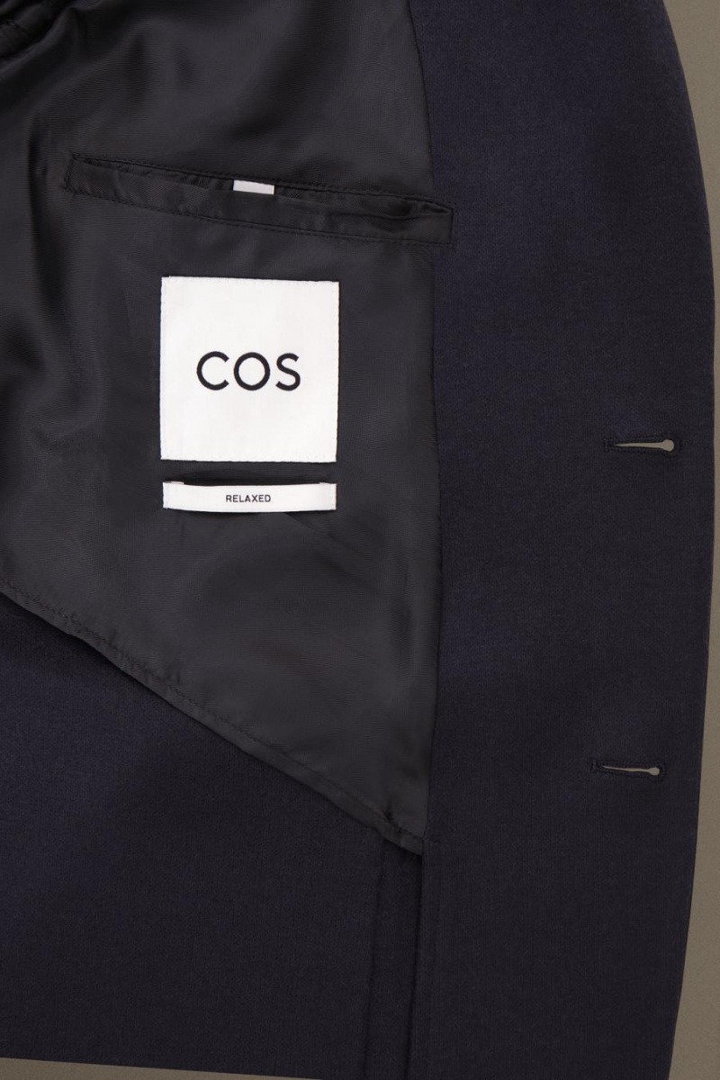 COS Single-breasted Gyapjú-jersey - Relaxed Blézer Férfi Sötétkék | SRY-897651