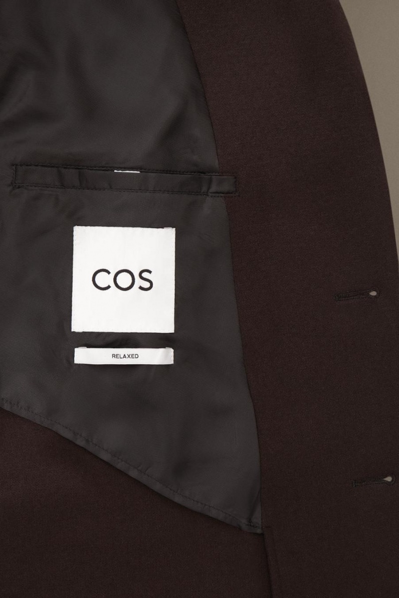 COS Single-breasted Gyapjú-jersey - Relaxed Blézer Férfi Sötétbarna | QWI-803691