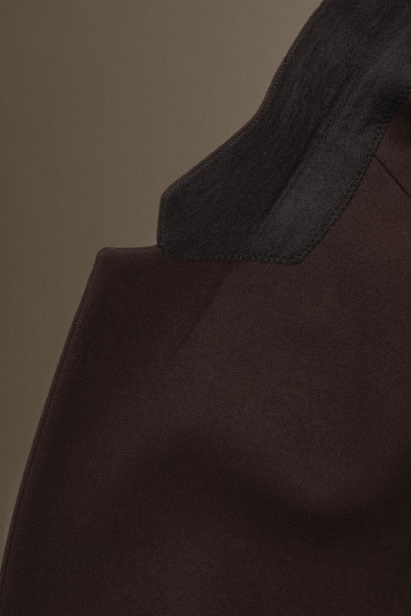 COS Single-breasted Gyapjú-jersey - Relaxed Blézer Férfi Sötétbarna | QWI-803691