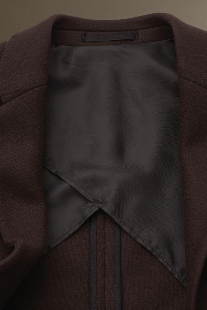 COS Single-breasted Gyapjú-jersey - Relaxed Blézer Férfi Sötétbarna | QWI-803691