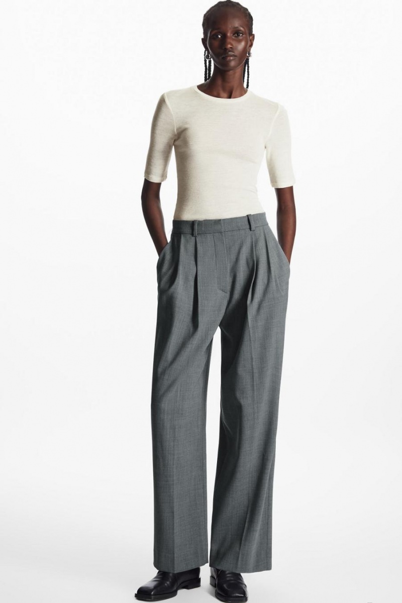 COS Slim-fit Gyapjú Póló Női Fehér | DWF-418250