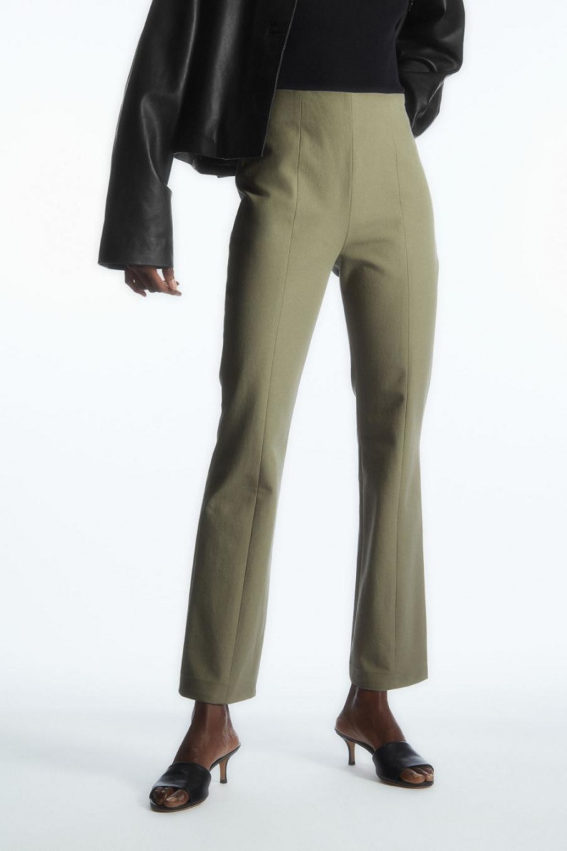 COS Slim-fit Kick-flare Nadrág Női Világos Khaki | VAO-286143