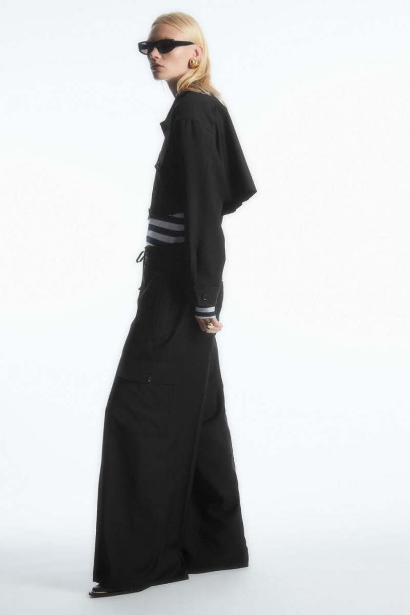 COS Slim-fit Long-sleeve Felső Női Sötétkék | HAR-075186
