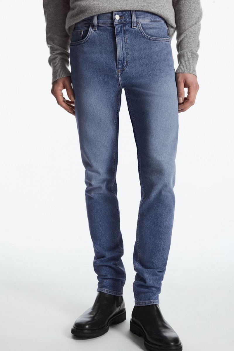 COS Slim-fit Recycled-denim Farmernadrág Férfi Kék | PGL-408723