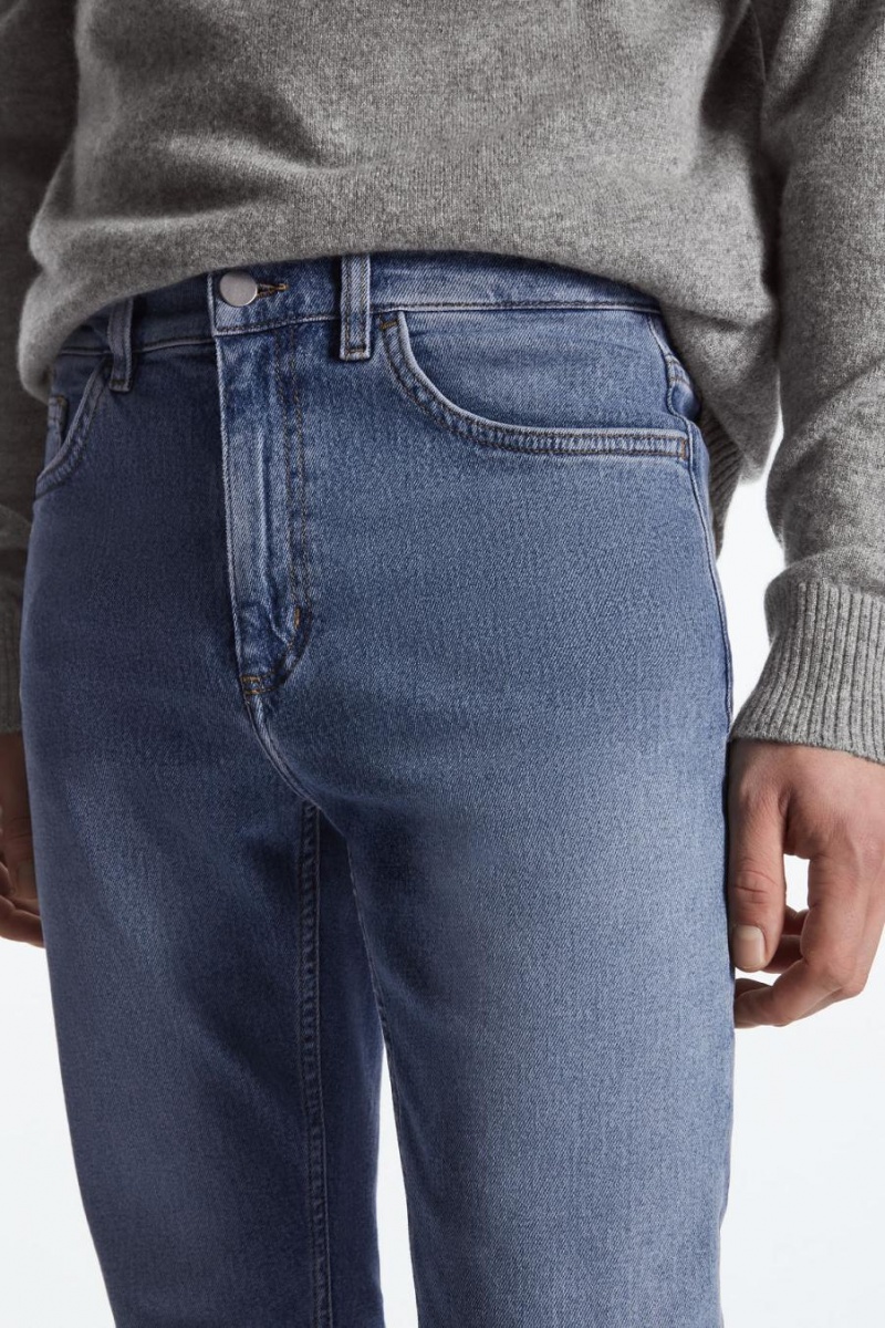 COS Slim-fit Recycled-denim Farmernadrág Férfi Kék | PGL-408723