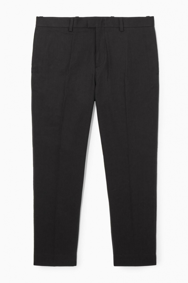 COS Slim-leg Tailored Pamut Nadrág Férfi Fekete | TVO-408751