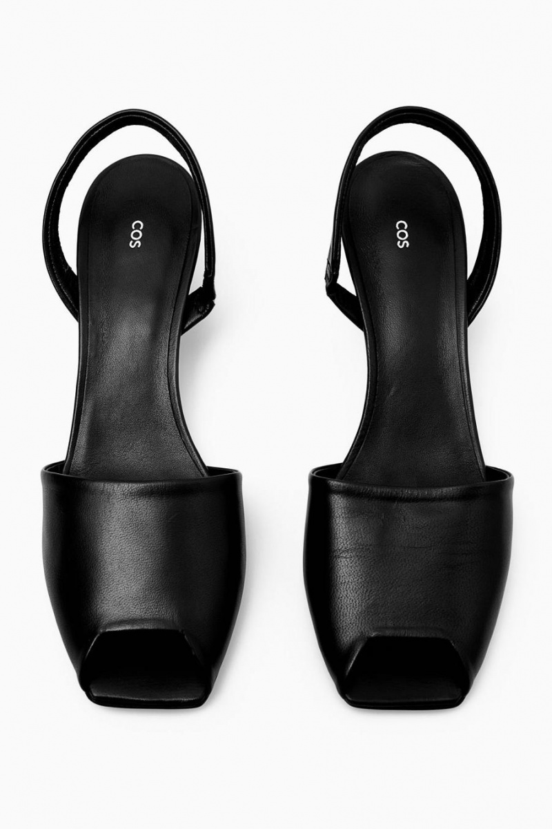 COS Slingback Bőr Szandál Női Fekete | CYT-257639