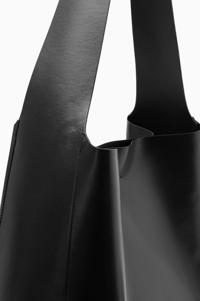 COS Slouchy Shoulder - Bőr Táska Női Fekete | YKC-042971