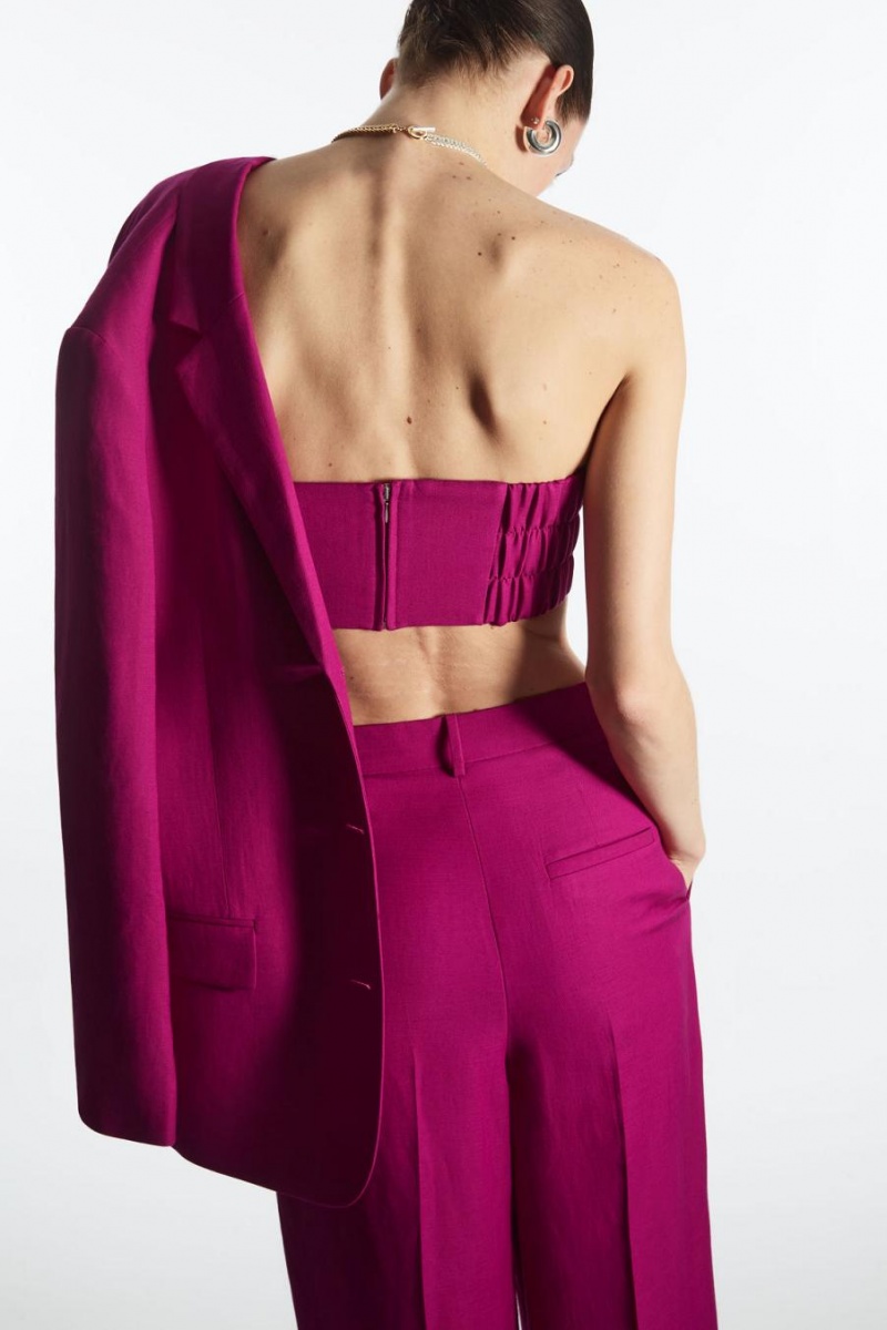 COS Smocked Linen-blend Bustier Női Világos Rózsaszín | EUJ-301845