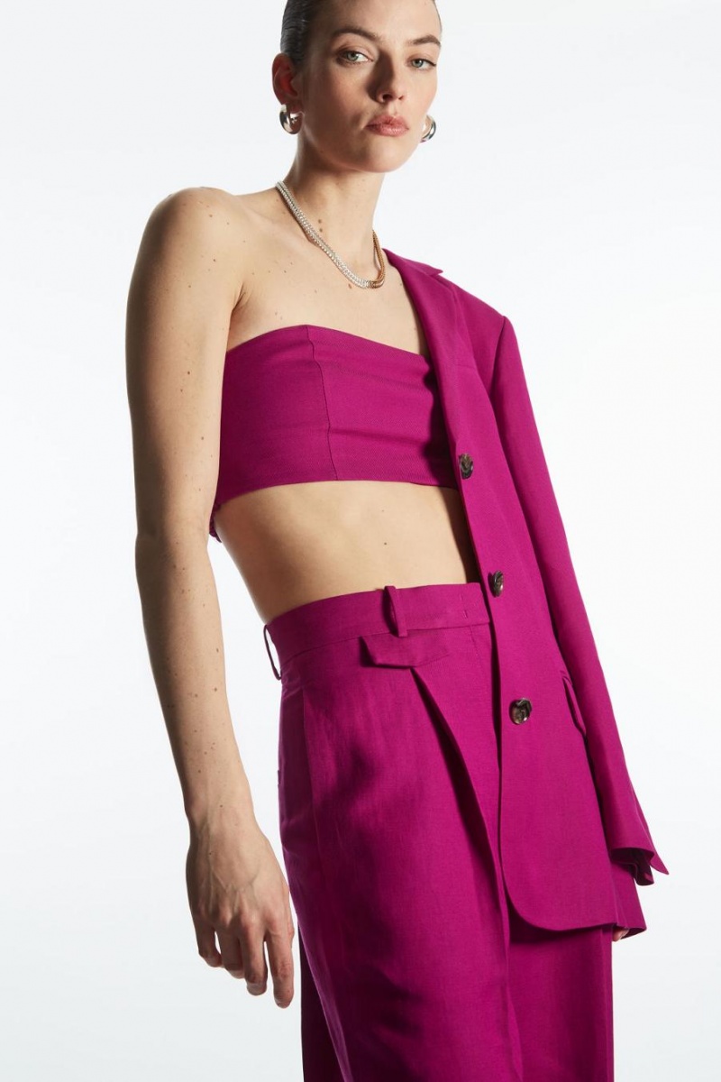 COS Smocked Linen-blend Bustier Női Világos Rózsaszín | EUJ-301845