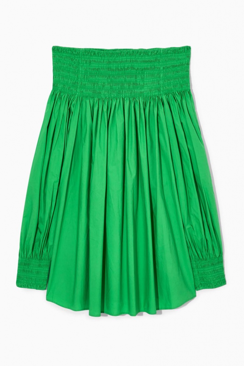 COS Smocked Off-the-shoulder Felső Női Zöld | SKO-150897