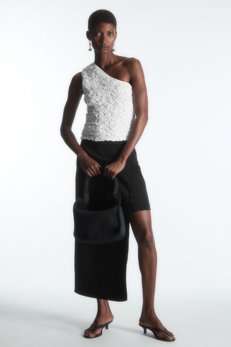 COS Smocked One-shoulder Trikó Női Fehér | GDQ-137968