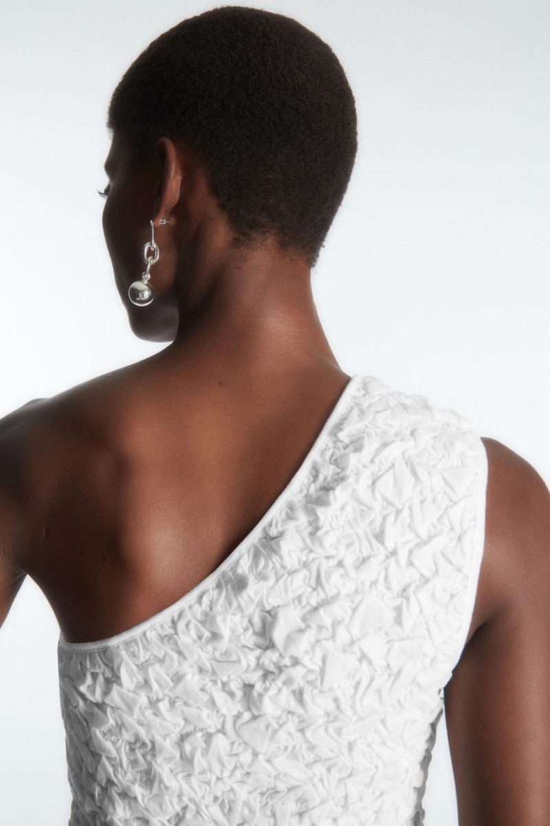 COS Smocked One-shoulder Trikó Női Fehér | GDQ-137968