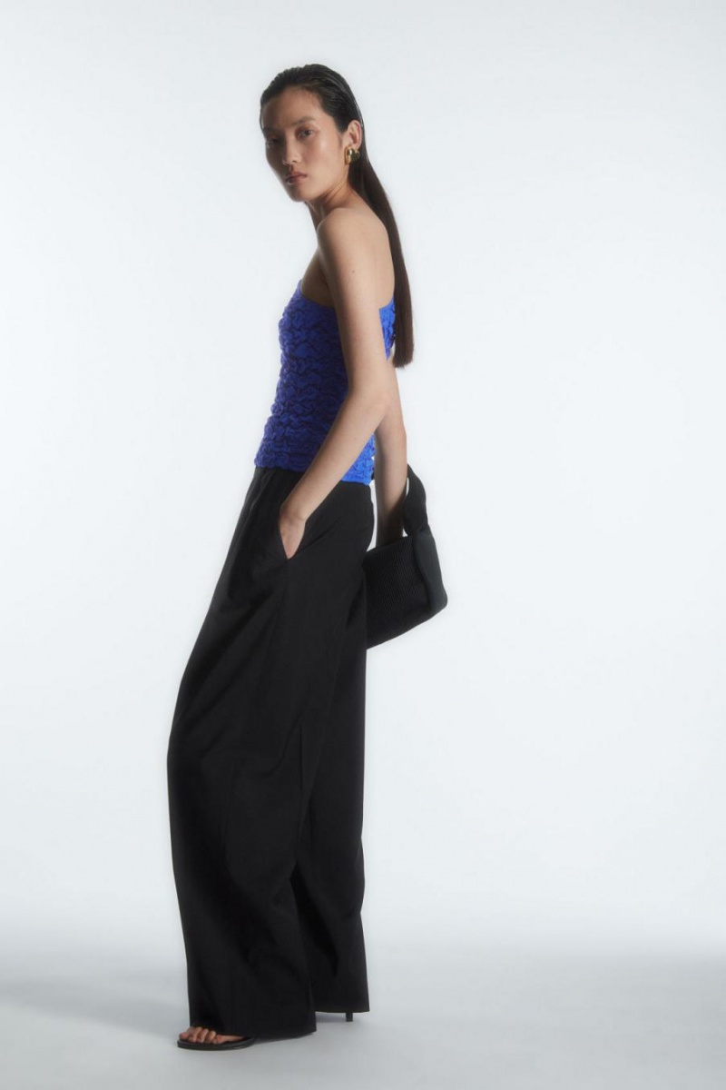 COS Smocked One-shoulder Trikó Női Világos Kék | JNW-231609