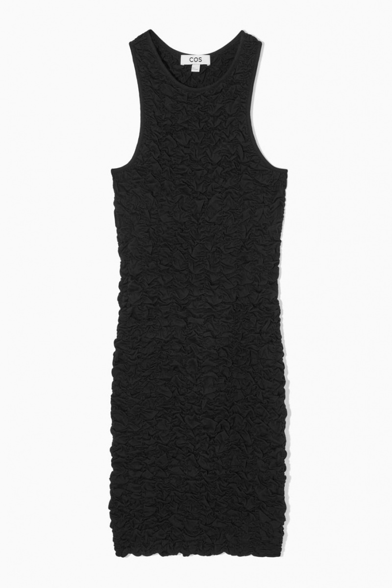 COS Smocked Tank Ruha Női Fekete | FRO-781290