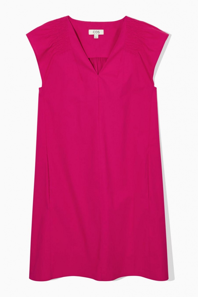 COS Smocked V-neck Mini Ruha Női Rózsaszín | RLW-902586
