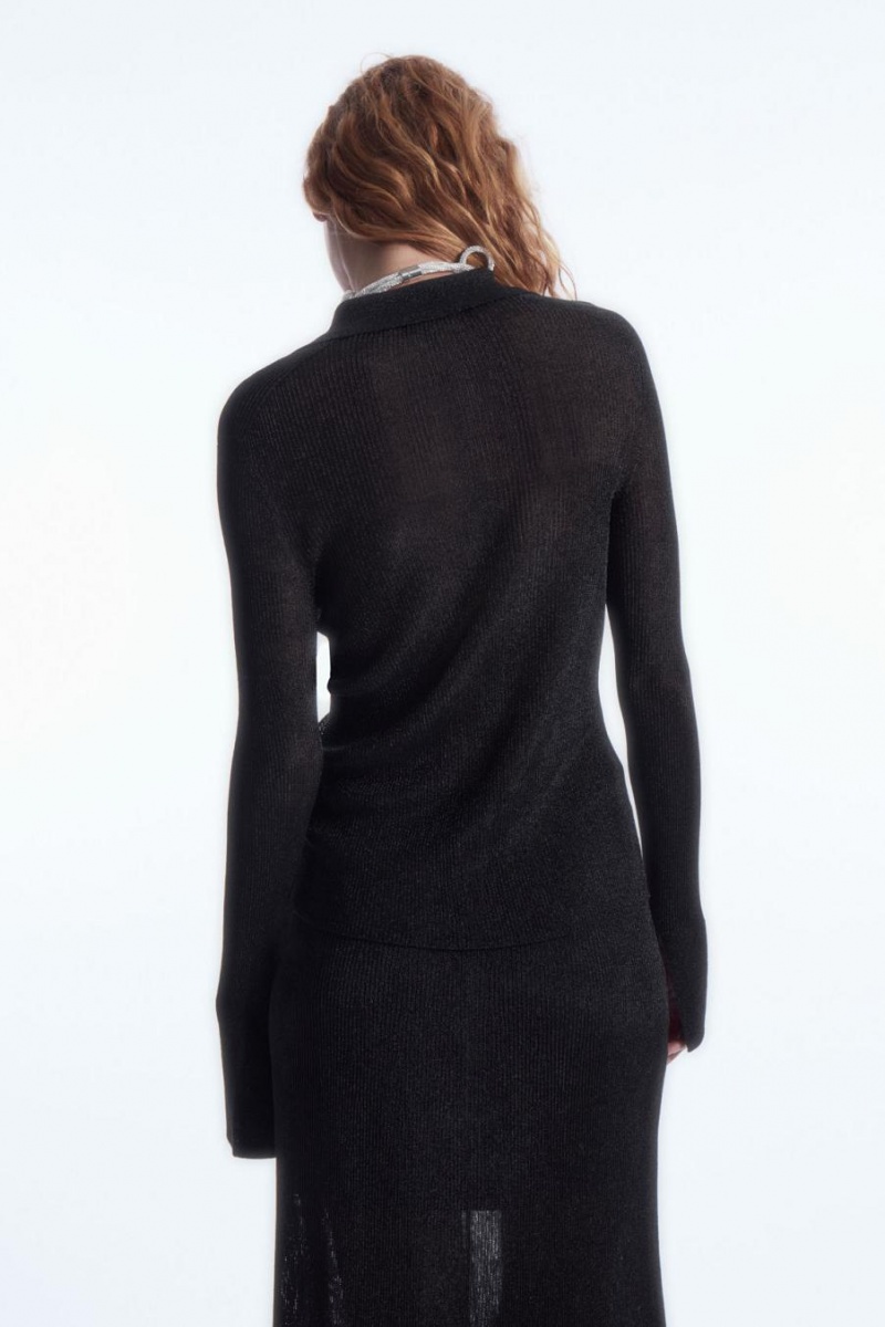 COS Sparkly Bordázott-knit Ing Női Fekete | OSV-187605