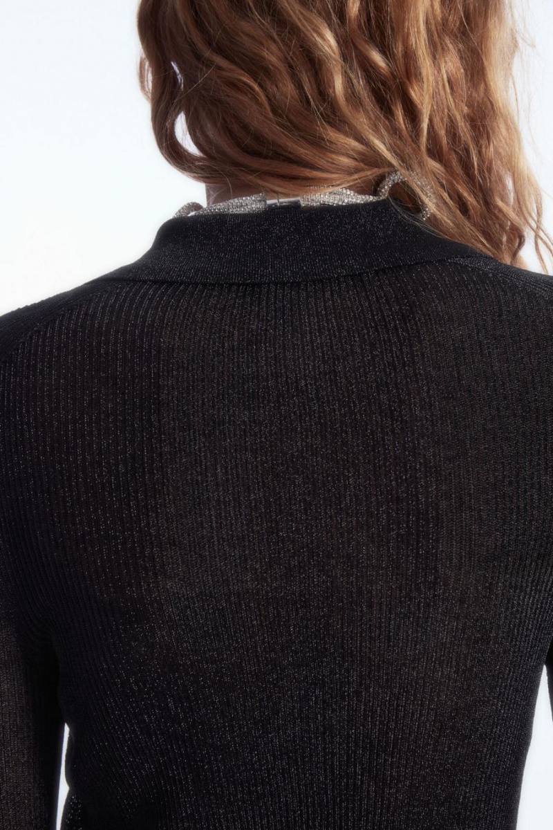 COS Sparkly Bordázott-knit Ing Női Fekete | OSV-187605