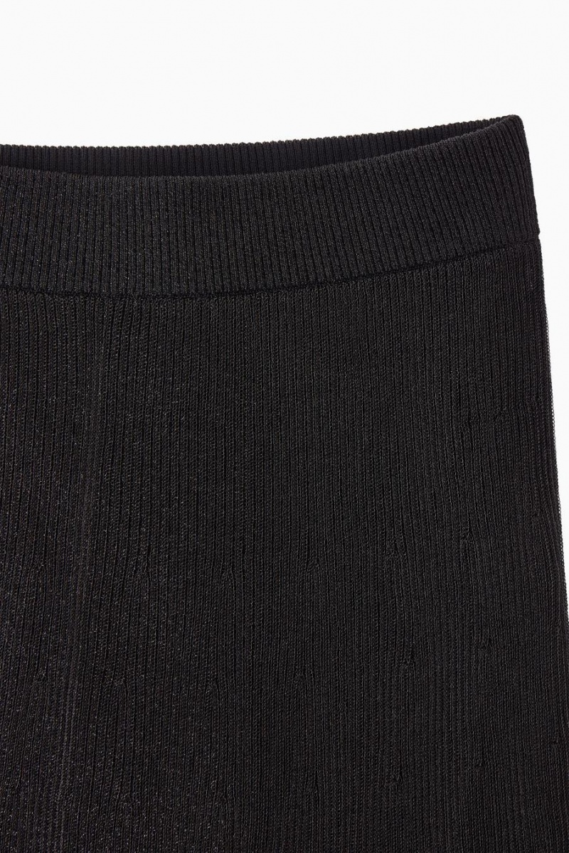 COS Sparkly Bordázott-knit Szoknya Női Fekete | NGO-457182