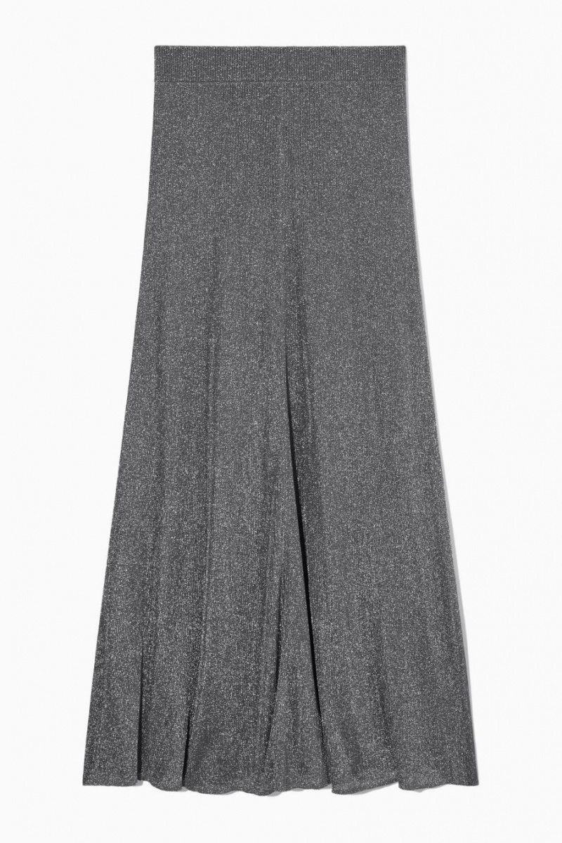 COS Sparkly Bordázott-knit Szoknya Női Sötétszürke | XIO-649310