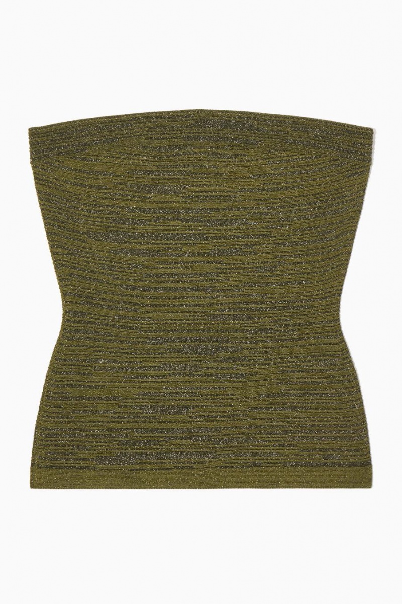 COS Sparkly Textured Bandeau Felső Női Zöld | RCG-937246