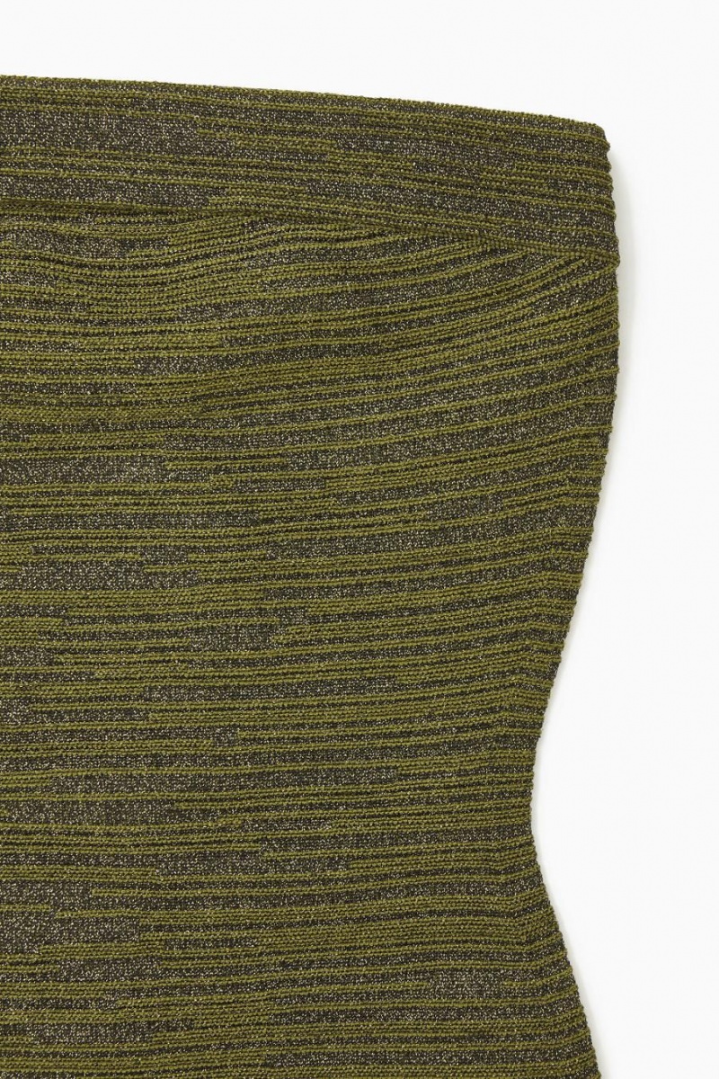 COS Sparkly Textured Bandeau Felső Női Zöld | RCG-937246