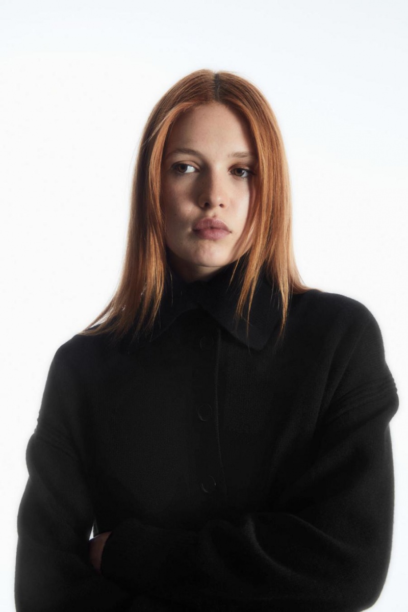COS Spread-collar Pure Cashmere Jumpers Női Fekete | RFQ-936172