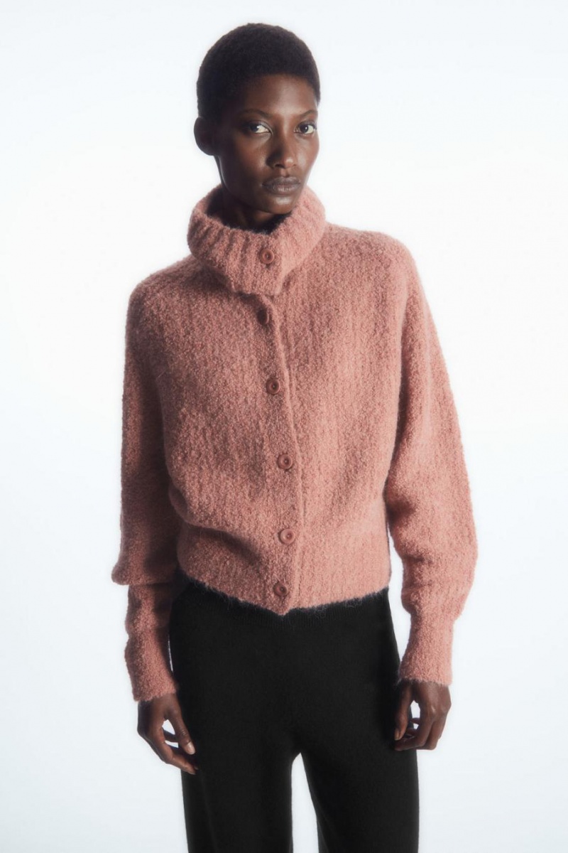 COS Spread-collar Textured Alpaca Kardigán Női Rózsaszín | ZRB-627183