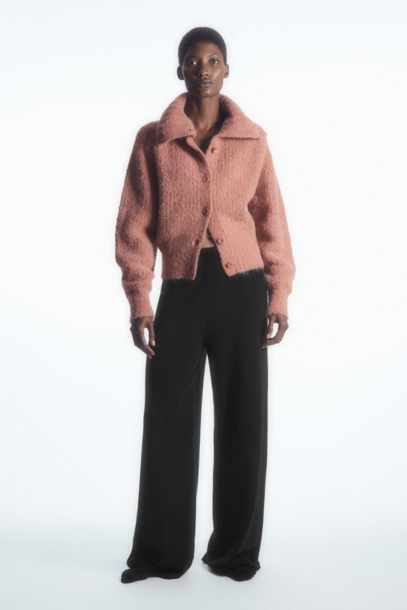 COS Spread-collar Textured Alpaca Kardigán Női Rózsaszín | ZRB-627183