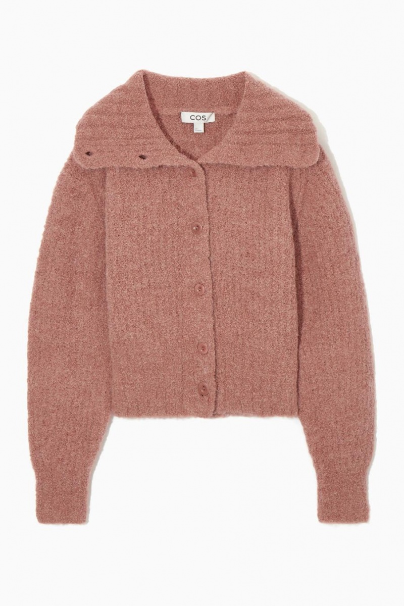 COS Spread-collar Textured Alpaca Kardigán Női Rózsaszín | ZRB-627183