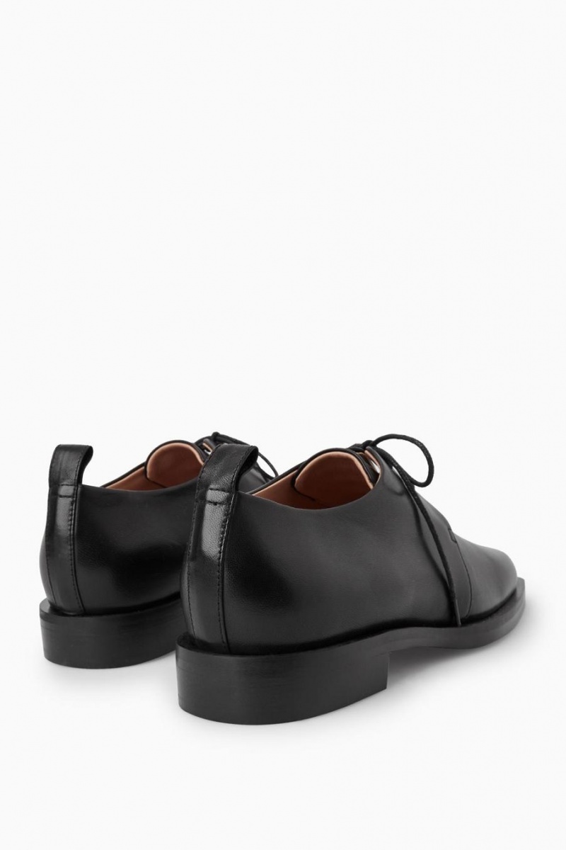 COS Square Toe Bőr Brogue Cipő Női Fekete | WGX-061794
