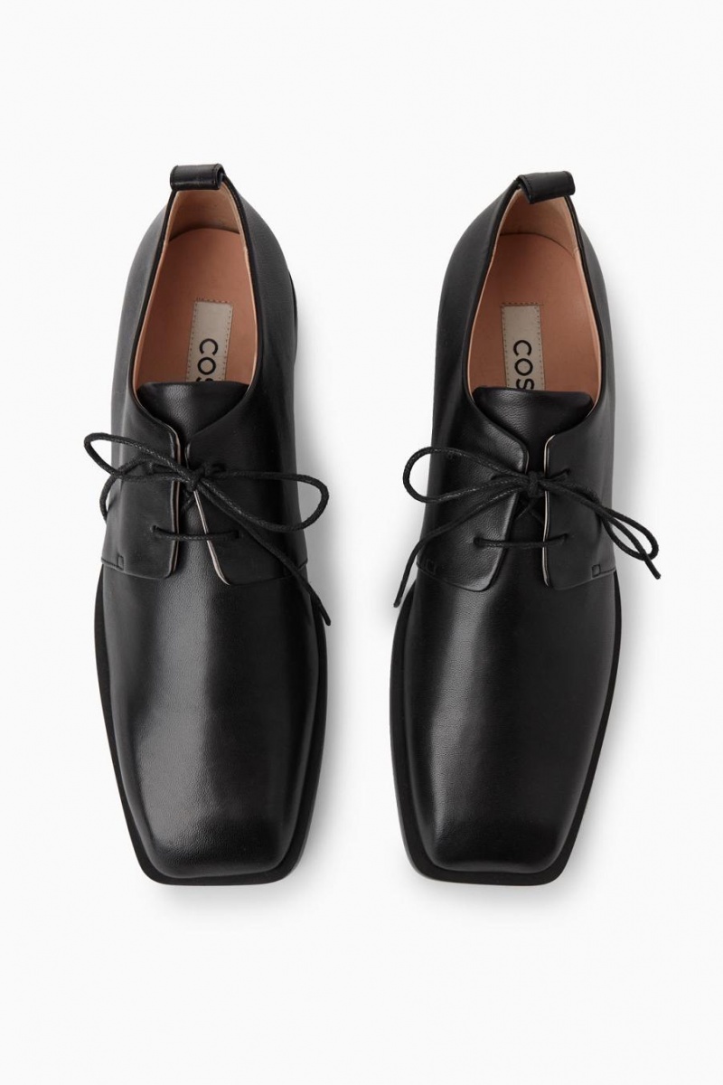 COS Square Toe Bőr Brogue Cipő Női Fekete | WGX-061794