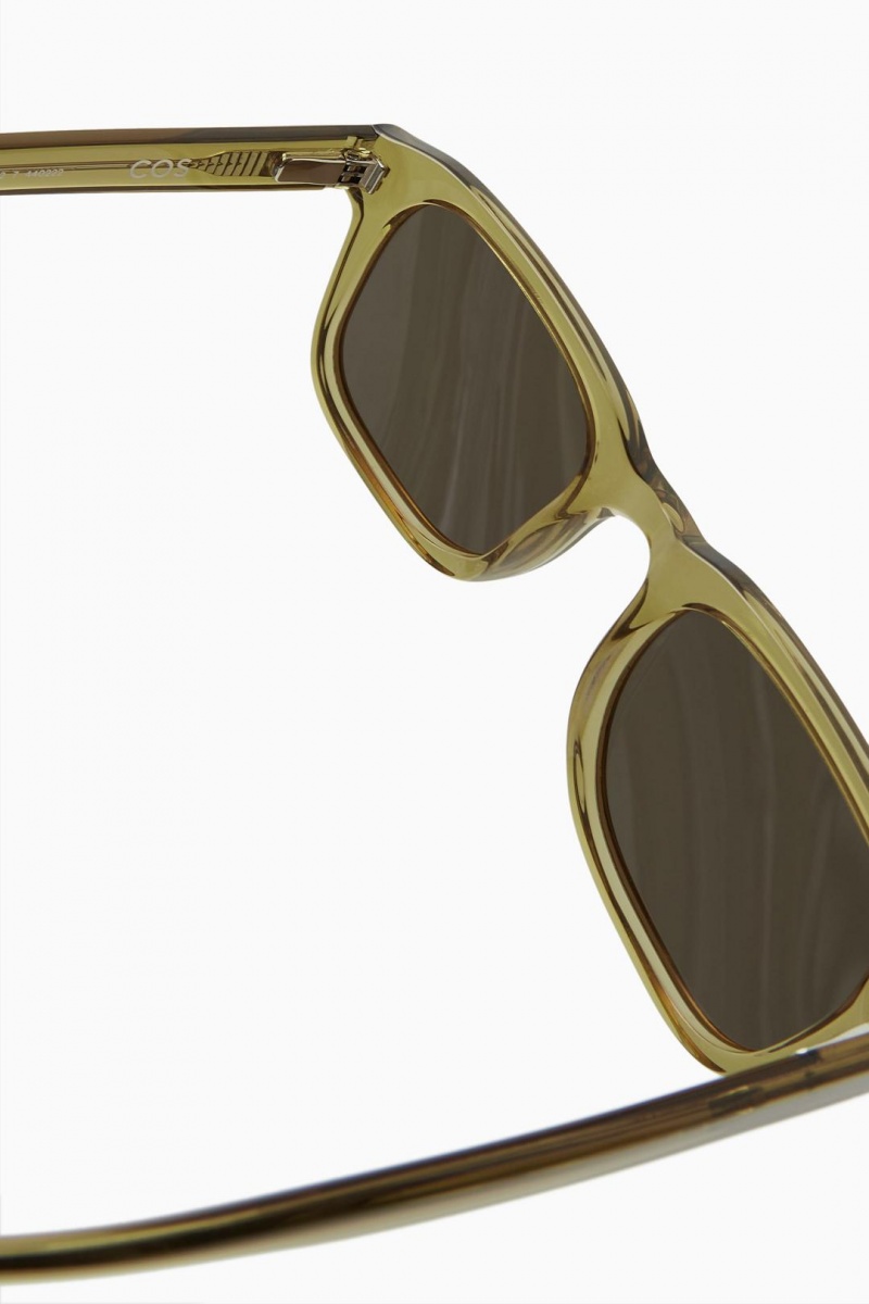 COS Square-frame Acetate Napszemüvegek Férfi Barna | WOC-238590