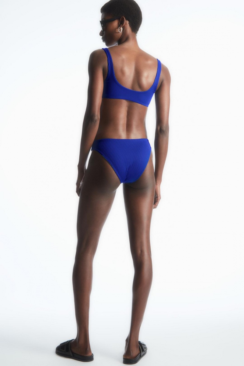 COS Square-neck Bordázott Bikini Top Úszóruhák Női Világos Kék | LJZ-243687