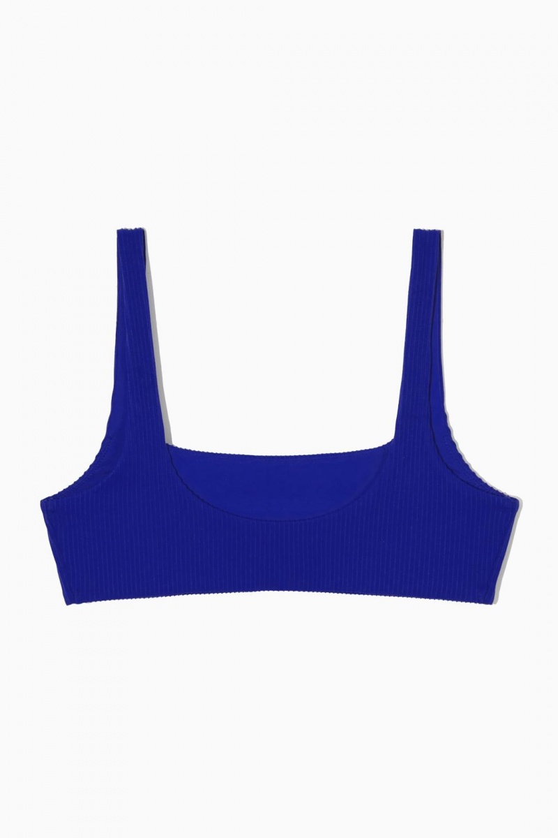 COS Square-neck Bordázott Bikini Top Úszóruhák Női Világos Kék | LJZ-243687