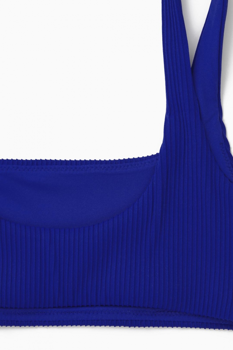 COS Square-neck Bordázott Bikini Top Úszóruhák Női Világos Kék | LJZ-243687