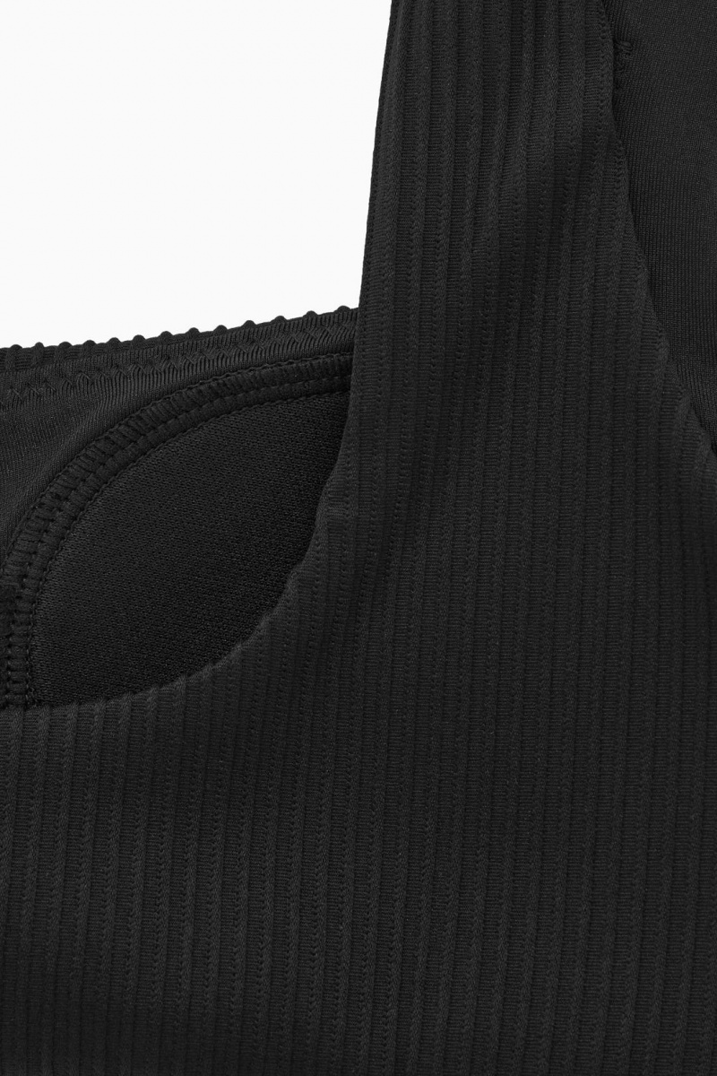 COS Square-neck Bordázott Bikini Top Úszóruhák Női Fekete | JCH-243986