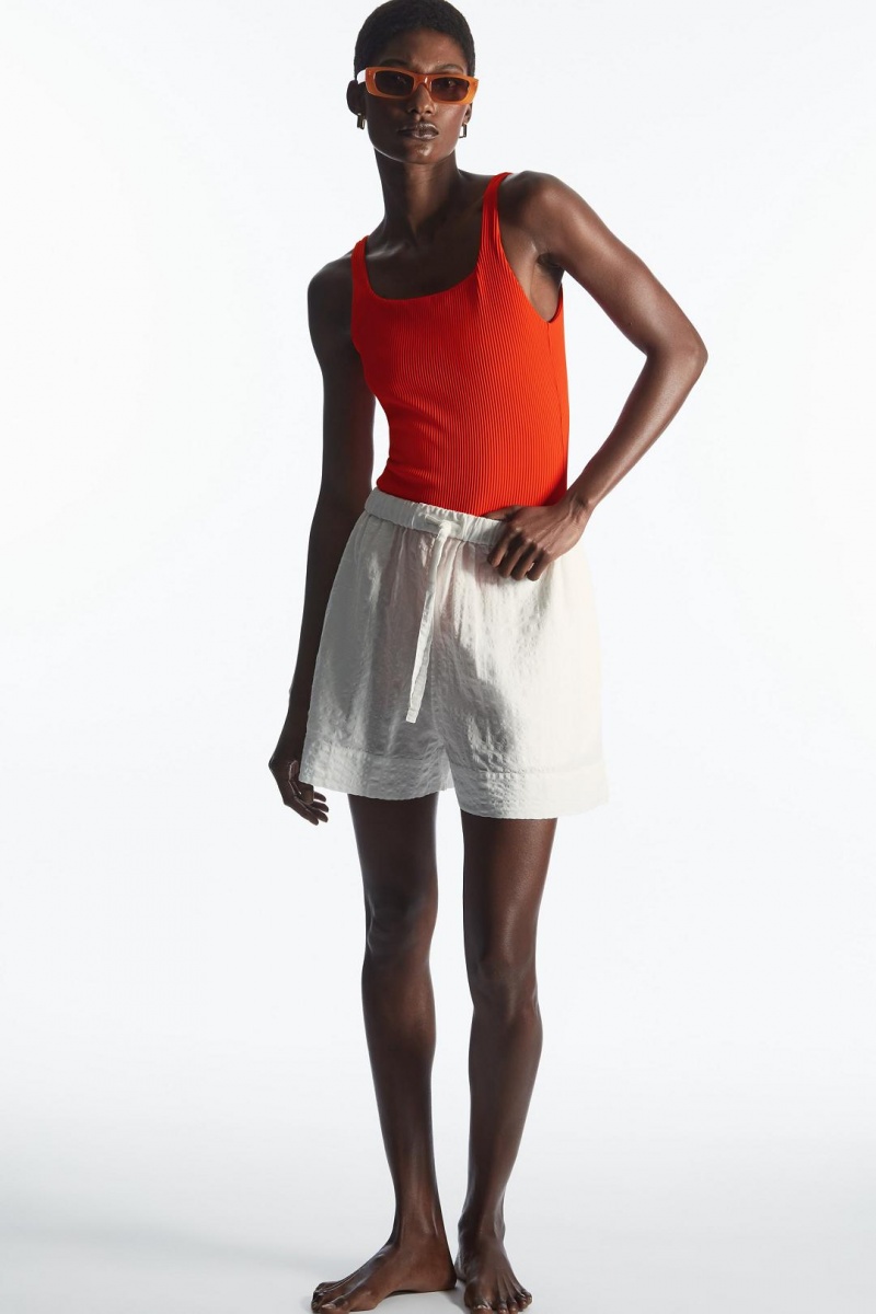 COS Square-neck Bordázott Swimsuit Úszóruhák Női Narancssárga | ZJA-106784