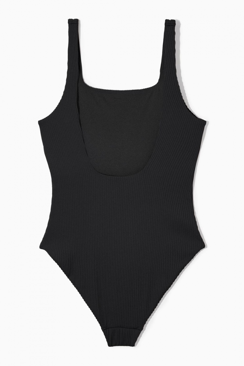 COS Square-neck Bordázott Swimsuit Úszóruhák Női Fekete | TMW-764821