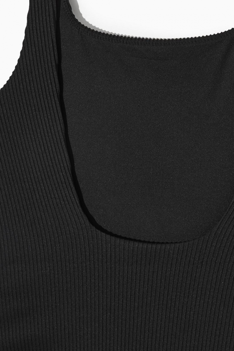 COS Square-neck Bordázott Swimsuit Úszóruhák Női Fekete | TMW-764821